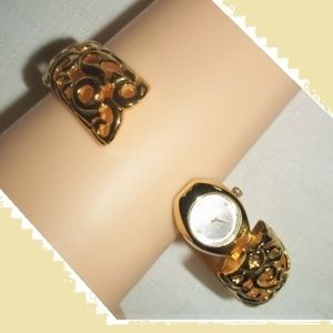 Quartz Watch in Gold Filled Filigree Bracelet